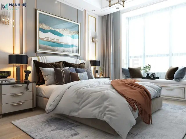 Bố Trí Nội Thất Phòng Ngủ Cho Vợ Chồng Với Diện Tích 12m2