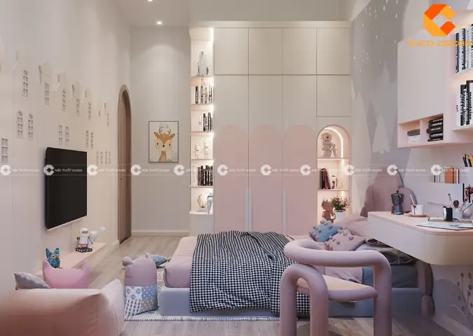 Combo Nội Thất Phòng Ngủ Trẻ Em Có Tủ Quần Áo Cỡ Lớn