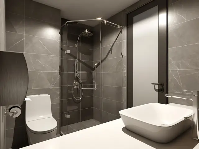 Mẫu Thiết Kế Phòng Tắm Khách Sạn Với Gam Màu Xám Sang Trọng
