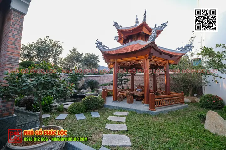 Chòi Lục Giác 2 Mái Đẹp Trong Sân Vườn