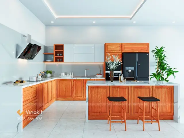 10+ Mẫu Tủ Bếp Bằng Gỗ Tự Nhiên Cao Cấp, Đẹp Hiện Đại, Giá Rẻ