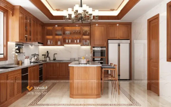 10+ Mẫu Tủ Bếp Bằng Gỗ Tự Nhiên Cao Cấp, Đẹp Hiện Đại, Giá Rẻ