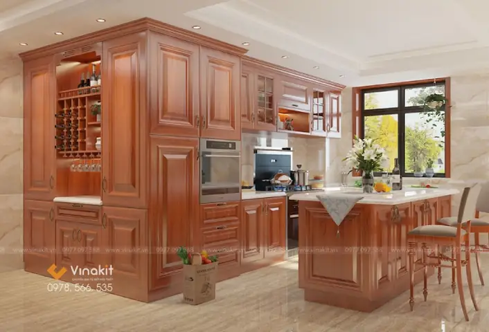 10+ Mẫu Tủ Bếp Bằng Gỗ Tự Nhiên Cao Cấp, Đẹp Hiện Đại, Giá Rẻ