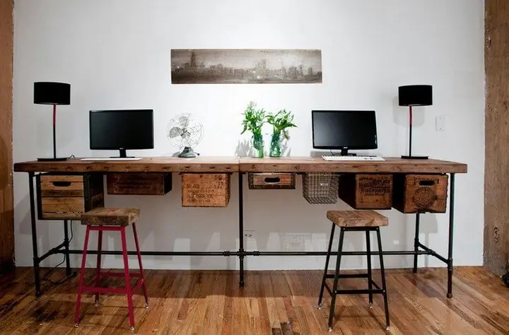 Thiết Kế Bàn Máy Tính Đôi Dạng Cổ Điển