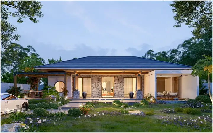 1. Thiết Kế Biệt Thự Nhà Vườn 1 Tầng Mái Nhật