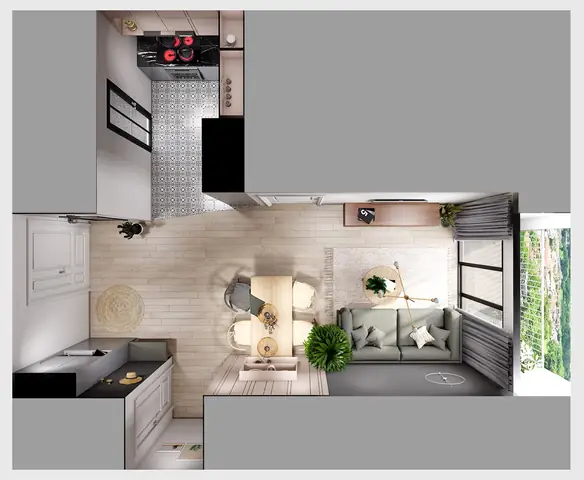 Mẫu Thiết Kế Căn Hộ 30m2 - 2 Phòng Ngủ Số 3