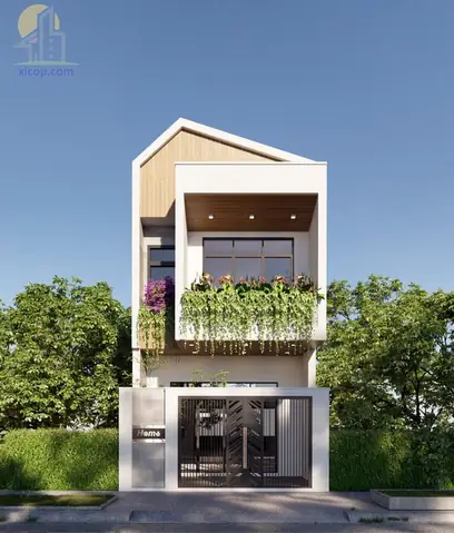 Thiết Kế Nhà 100m2 Mặt Tiền Mái Lệch