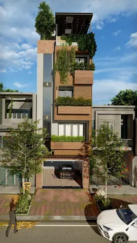 Thiết Kế Nhà 100m2 Mặt Tiền Gỗ Kết Hợp Kính