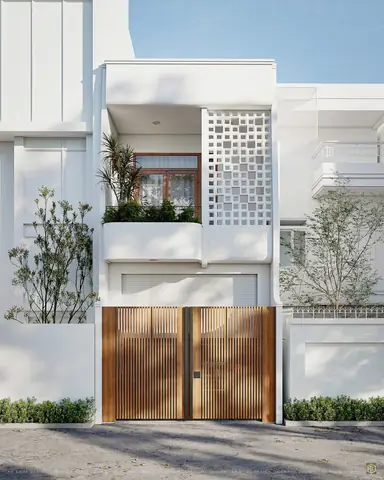 Thiết Kế Nhà 100m2 Mặt Tiền Gạch Thông Gió