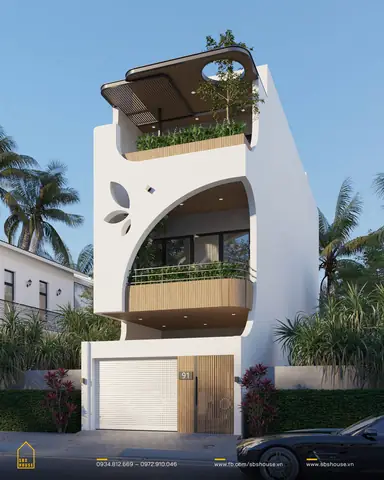 15. Mẫu Thiết Kế Nhà Phố 3 Tầng Vẻ Đẹp Của Đường Cong