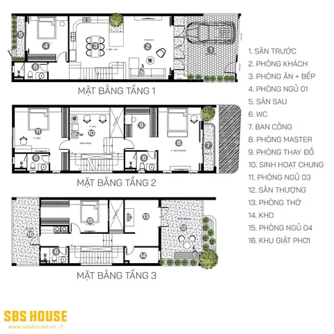 Mẫu Nhà 3 Tầng 4 Phòng Ngủ Mặt Tiền 6m