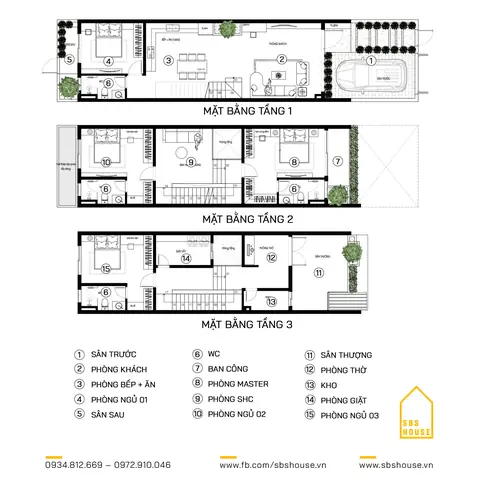 14. Mẫu Thiết Kế Nhà 3 Tầng 4 Phòng Ngủ Có Sân Thượng