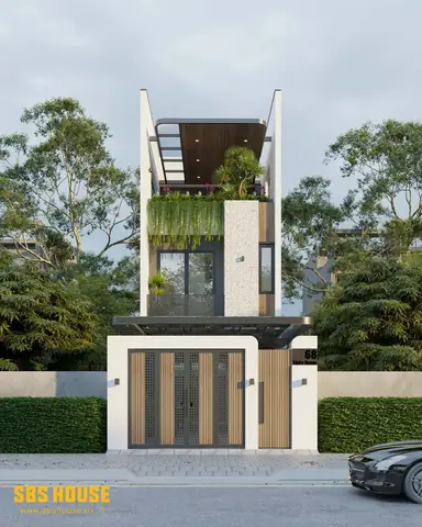 Mẫu Thiết Kế Nhà Đẹp 3 Tầng 4 Phòng Ngủ Thoáng Xanh