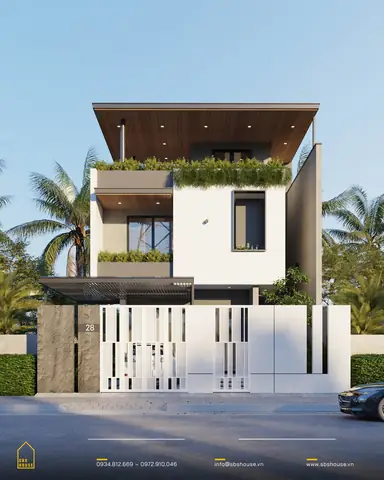 17. Mẫu Thiết Kế Nhà Phố 3 Tầng 4 Phòng Ngủ Có Gara Ô Tô