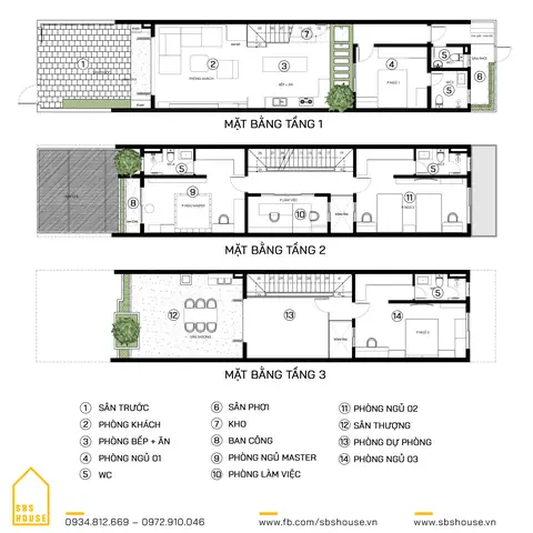 12. Mẫu Thiết Kế Nhà 3 Tầng 4 Phòng Ngủ 5x25m