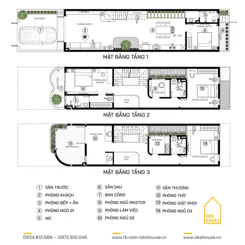 Mẫu Thiết Kế 3 Tầng 4 Phòng Ngủ Hiện Đại
