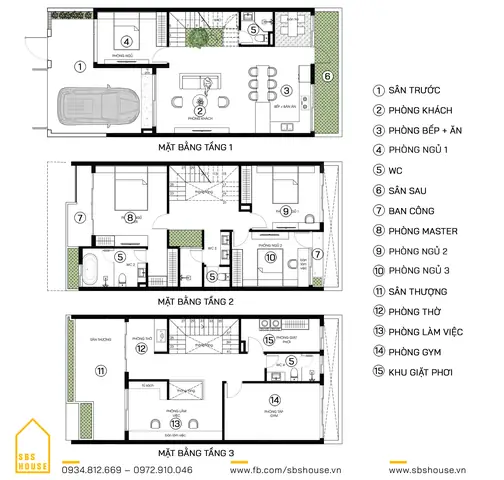 Mẫu Thiết Kế Nhà Phố 3 Tầng 4 Phòng Ngủ