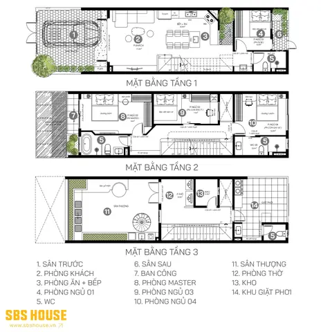 Nhà 3 Tầng 4 Phòng Ngủ Gam Màu Xanh Matcha Ấn Tượng