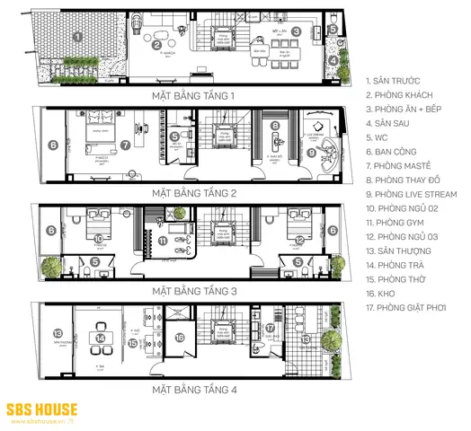 Mẫu Thiết Kế Nhà 5x20m Có Thang Máy 4 Tầng Hiện Đại