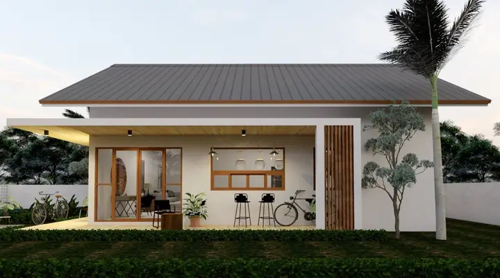 Phối Cảnh Của Mẫu Nhà Cấp 4 8x10m 2 Phòng Ngủ