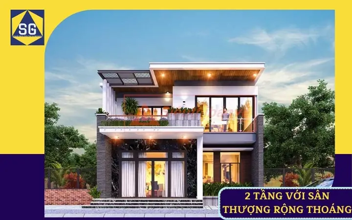 Mẫu Thiết Kế Nhà Ngang 9m Dài 10m 2 Tầng Với Sân Thượng Rộng Thoáng Mẫu Thiết Kế Nhà Ngang 9m Dài 10m 2 Tầng Với Sân Thượng Rộng Thoáng