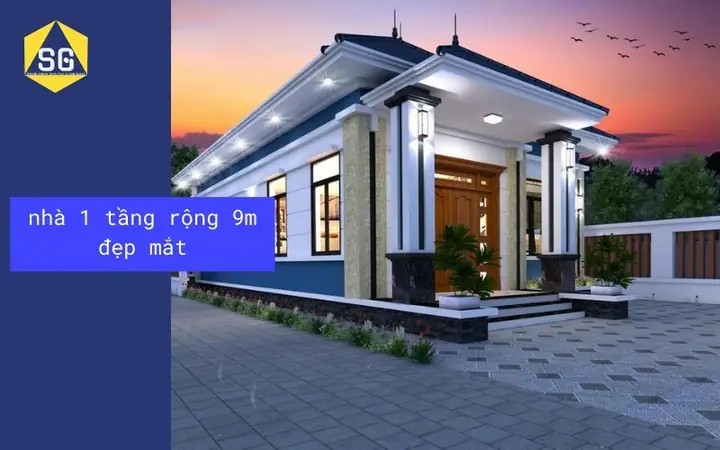 Thiết Kế Nhà 1 Tầng Rộng 9m Đẹp Mắt Thiết Kế Nhà 1 Tầng Rộng 9m Đẹp Mắt