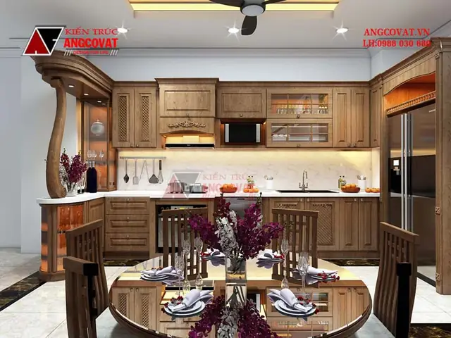 Phương Án Thiết Kế Nội Thất Nhà Ống 50m2 – Phòng Bếp Ăn Tầng 1 Diện Tích 12m2 Phương Án Thiết Kế Nội Thất Nhà Ống 50m2 – Phòng Bếp Ăn Tầng 1 Diện Tích 12m2