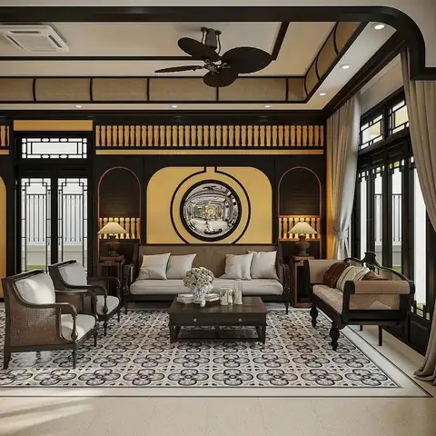 Mẫu Thiết Kế Nội Thất Chung Cư 68m² Theo Phong Cách Indochine (đông Dương)