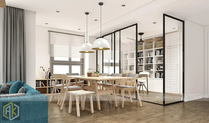 Thiết Kế Nội Thất Căn Hộ 77m2 Không Gian Mở Thoáng Đãng