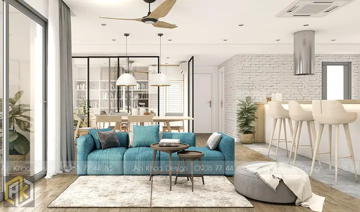 Thiết Kế Nội Thất Căn Hộ 77m2 Không Gian Mở Thoáng Đãng
