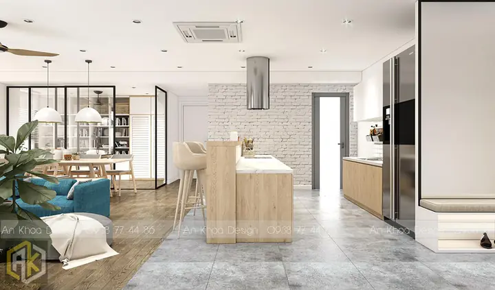 Thiết Kế Nội Thất Căn Hộ 77m2 Không Gian Mở Thoáng Đãng