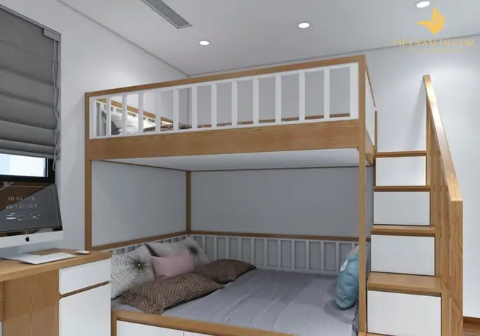 Mẫu Thiết Kế Phòng Ngủ Trẻ Em 2 Tầng