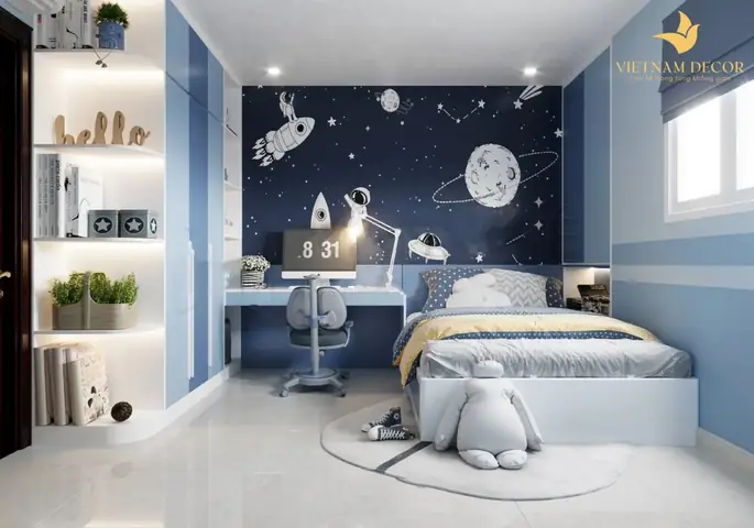 Mẫu Thiết Kế Phòng Ngủ Trẻ Em Kết Hợp Với Bàn Học