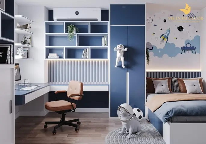Mẫu Thiết Kế Phòng Ngủ Trẻ Em Kết Hợp Với Bàn Học
