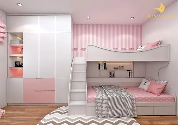 Mẫu Thiết Kế Phòng Ngủ Trẻ Em 2 Tầng