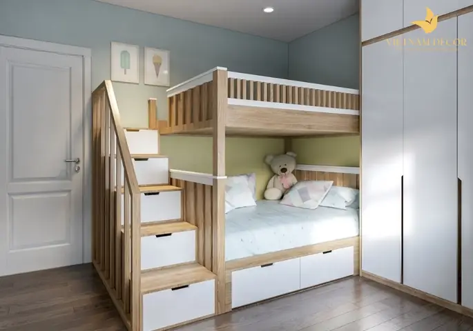 Mẫu Thiết Kế Phòng Ngủ Trẻ Em 2 Tầng