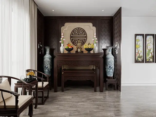 Mẫu Thiết Kế Phòng Thờ Nhà Ống Tân Cổ Điển