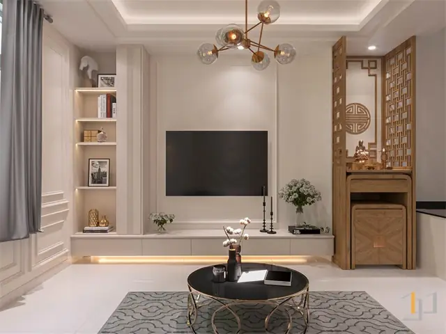 Thiết Kế Phòng Thờ Kết Hợp Phòng Khách Nhà Ống