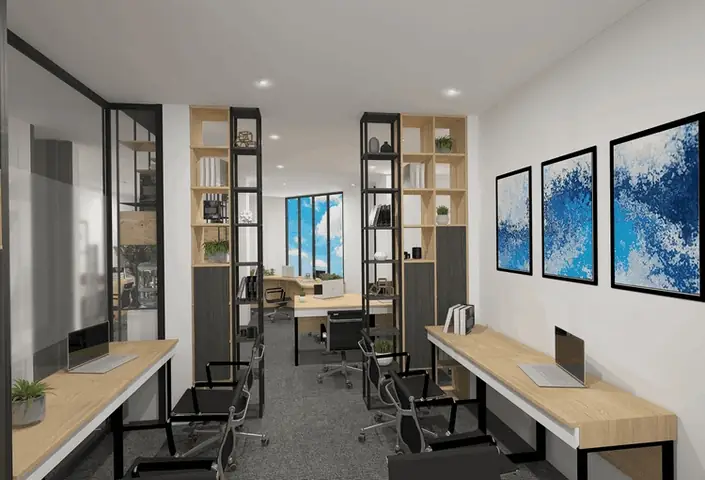 Mẫu Thiết Kế Văn Phòng 40m2 Sử Dụng Màu Sắc Tươi Sáng