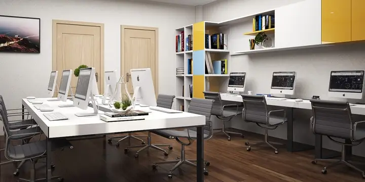 Mẫu Thiết Kế Văn Phòng 40m2 Sử Dụng Màu Sắc Tươi Sáng