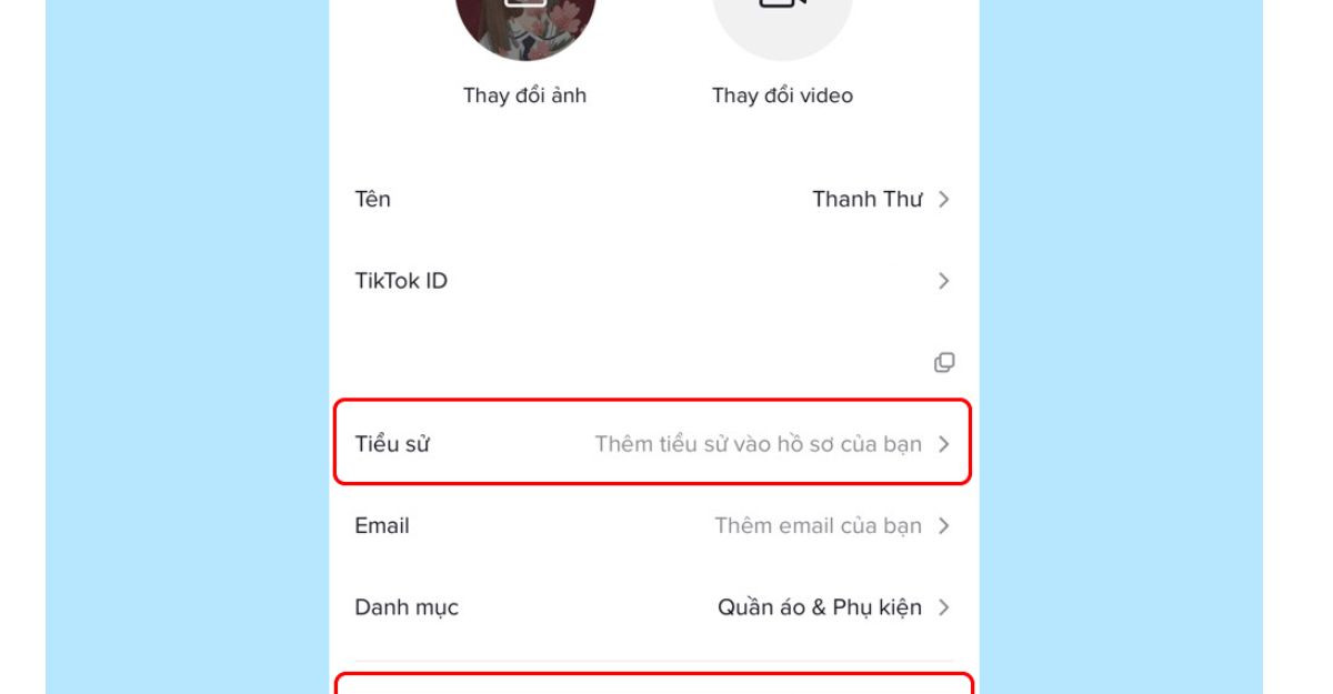 Thông tin cá nhân người dùng trên TikTok