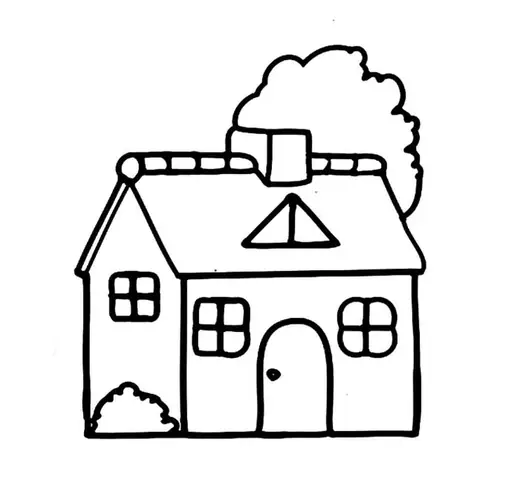 1tranh Tô Màu Ngôi Nhà Đơn Giản