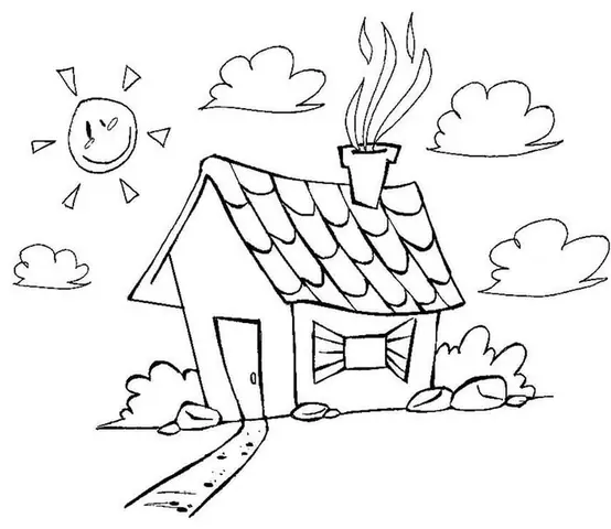 1tranh Tô Màu Ngôi Nhà Đơn Giản