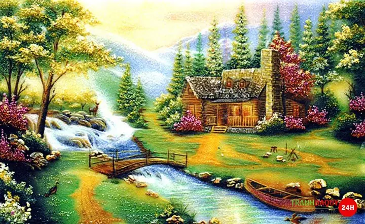 Tranh Đá Quý Ngôi Nhà Hạnh Phúc Tranh Đá Quý Ngôi Nhà Hạnh Phúc
