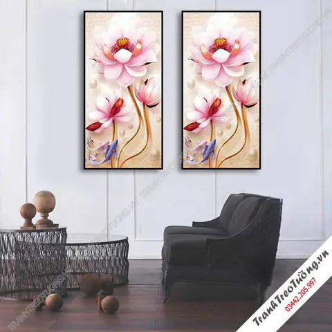 Tranh Hoa Sen Treo Phòng Khách