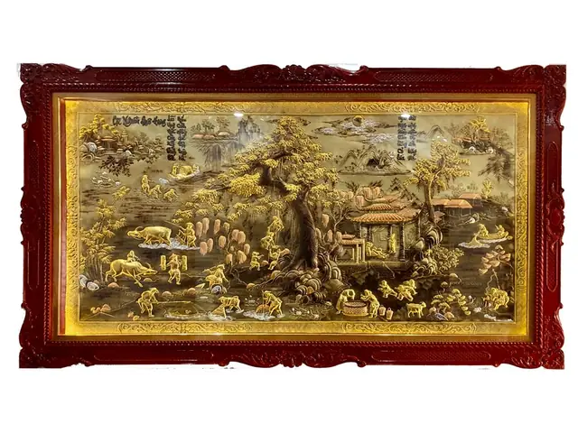 Tranh Đồng Quê Hương Mạ Vàng Cao Cấp Trang Trí Phòng Khách - Tr0615
