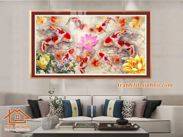 Tranhcửu Ngư Quần Hội–tranh Phong Thủy Cho Người Tuổi Dần