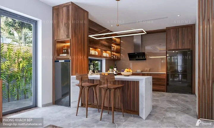 Tủ Bếp Màu Óc Chó