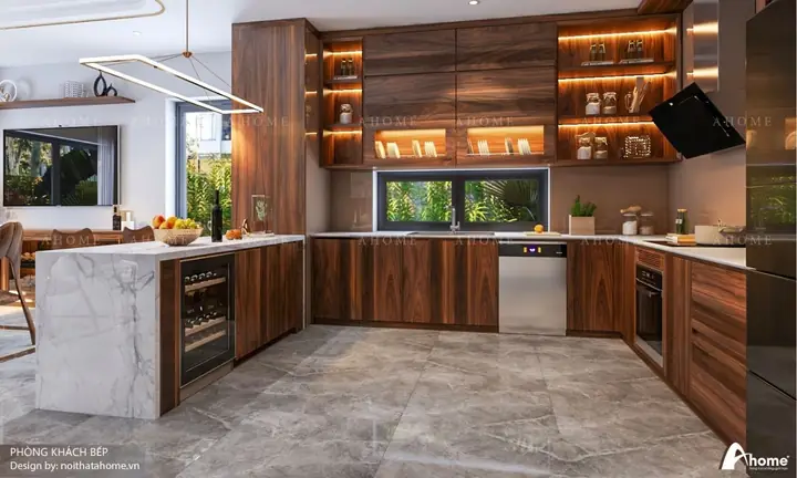Tủ Bếp Màu Óc Chó