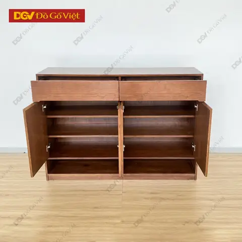 Tủ Giày Dép Gỗ Cao Su Phủ Veneer Sồi 4 Cánh Hiện Đại